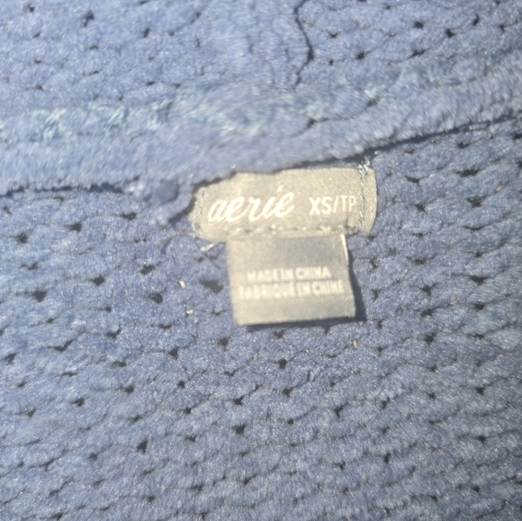 aerie Blue V-Neck Hooded Knit Sweater - Picture 3 of 3